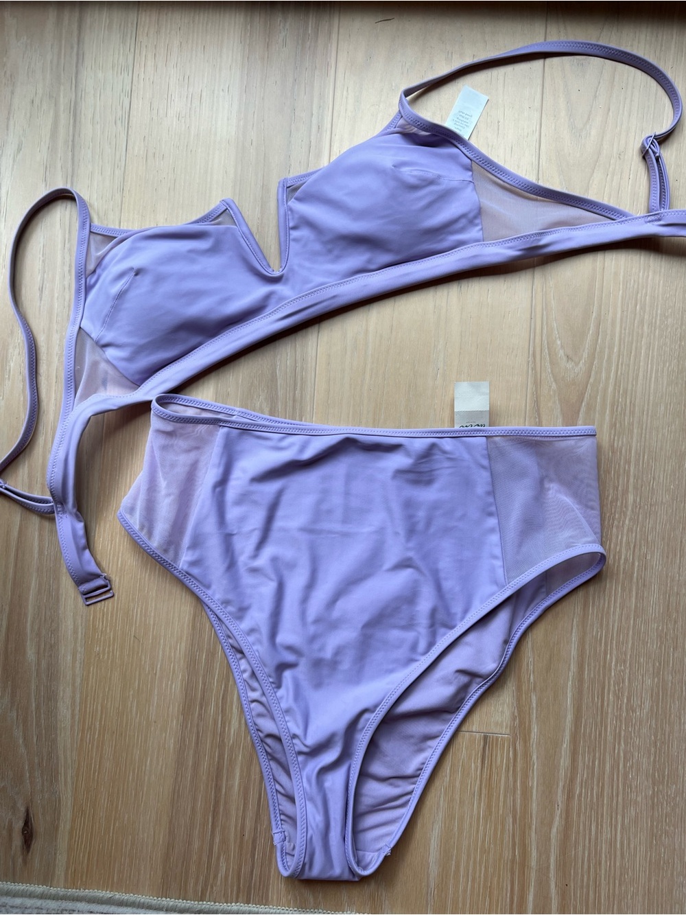 aerie Lilac Mesh-Accented Bikini Set